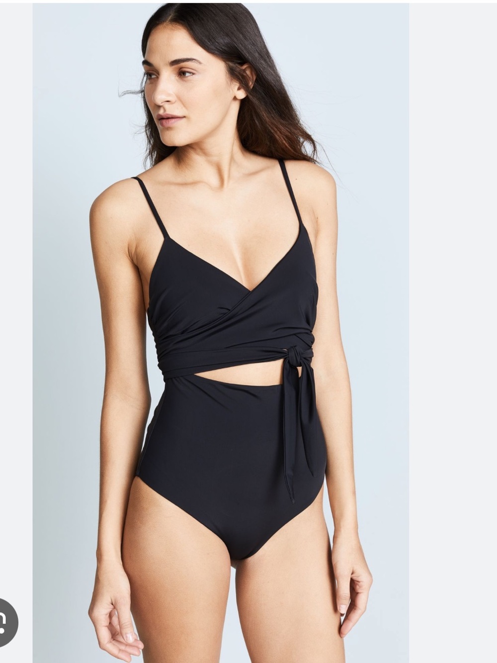 Mara Hoffman Black Isolde Wrap One-Piece Swimsuit with Tie